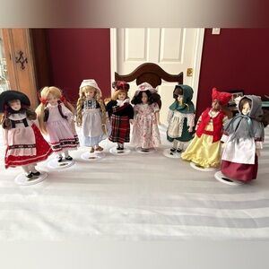 Vintage Porcelain Doll Collection - Lot of 8 Folk Dolls